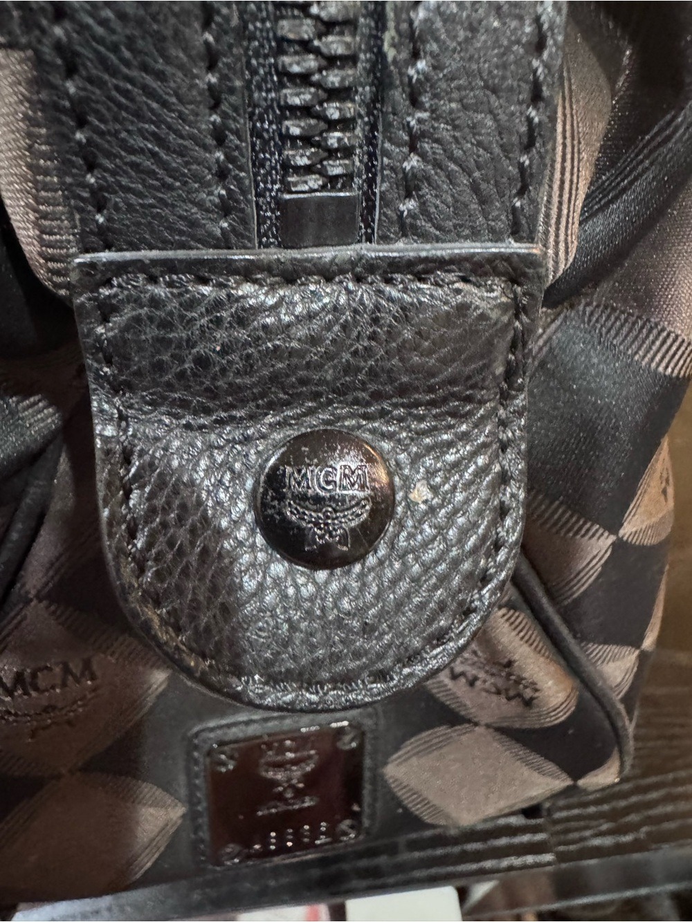 MCM Harlequin Diamond Signature Jacquard Canvas and Leather Satchel - Picture 6 of 15